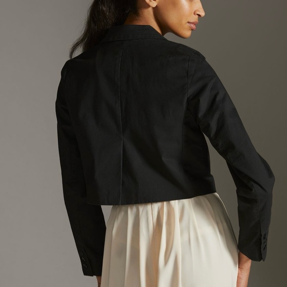 Anthropologie Maeve cropped poplin tuxedo jacket, EUC size 4 - Picture 3 of 8